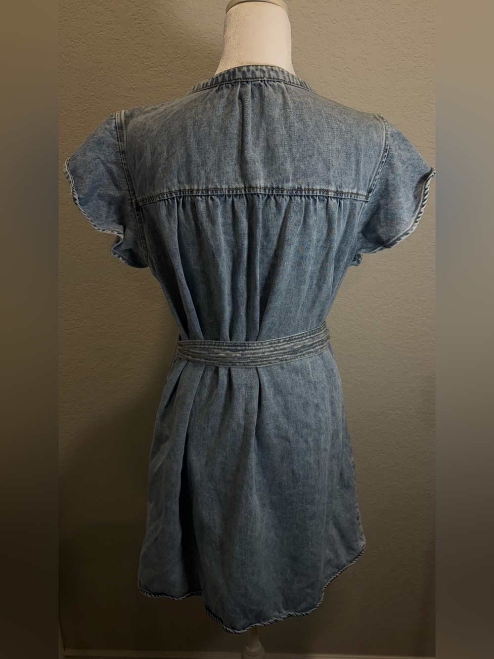 Rails Letta Denim Mini Dress Faded Indigo Flutter Sleeve L - Picture 7 of 11